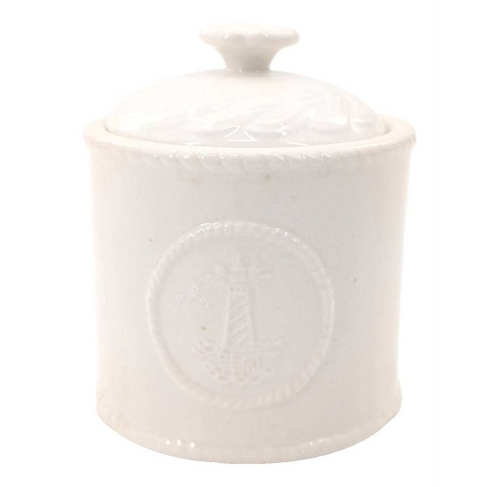 American Atelier at Home Nautical White Lighthouse Sugar Bowl Canister Stoneware